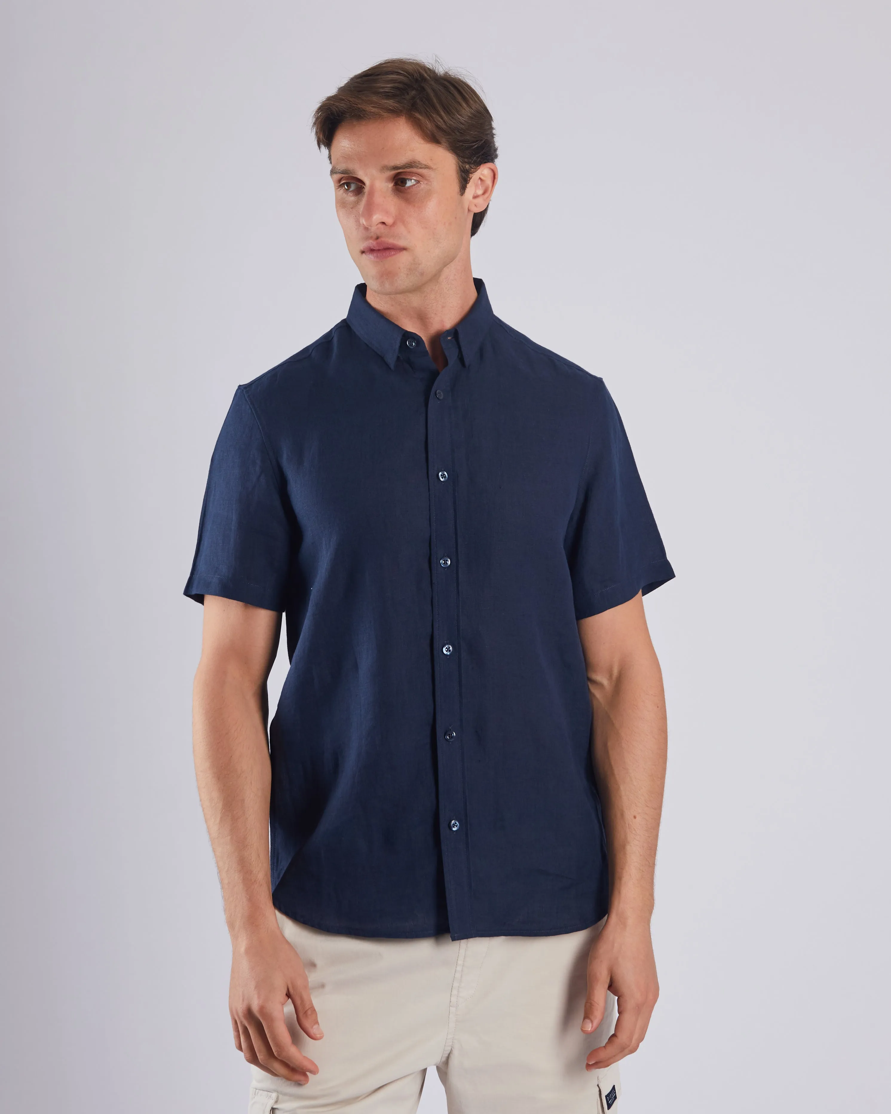 Leslie SS Linen Shirt Sail Navy