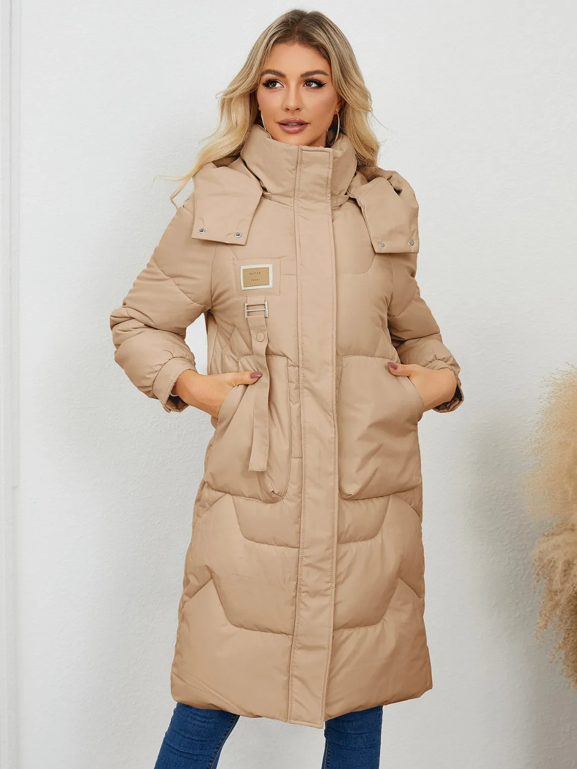 Long Sleeve Longline Hooded Winter Coat