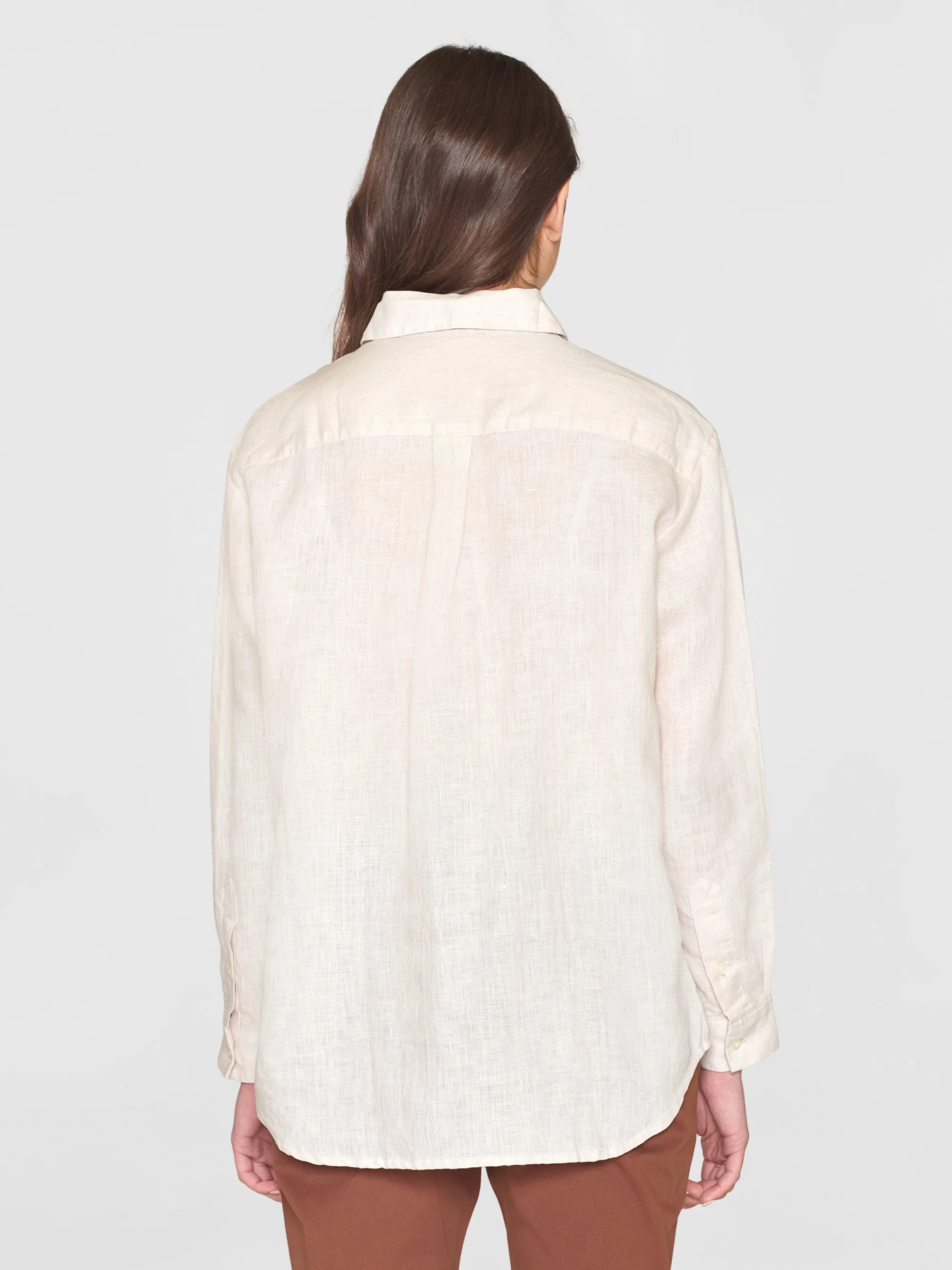 Loose linen long sleeved shirt - GOTS/Vegan - Light feather gray