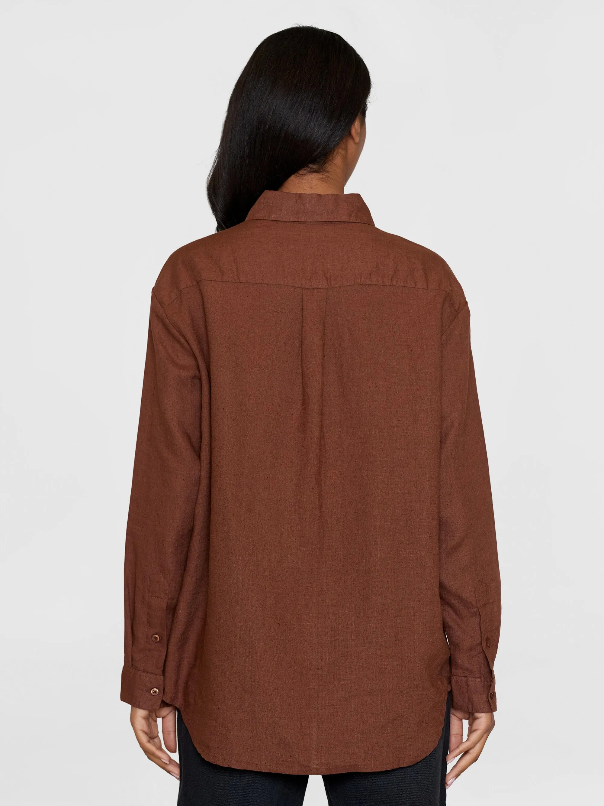 Loose linen long sleeved shirt - GOTS/Vegan - Tiramisu