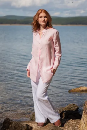 Loose Linen Shirt in Rose