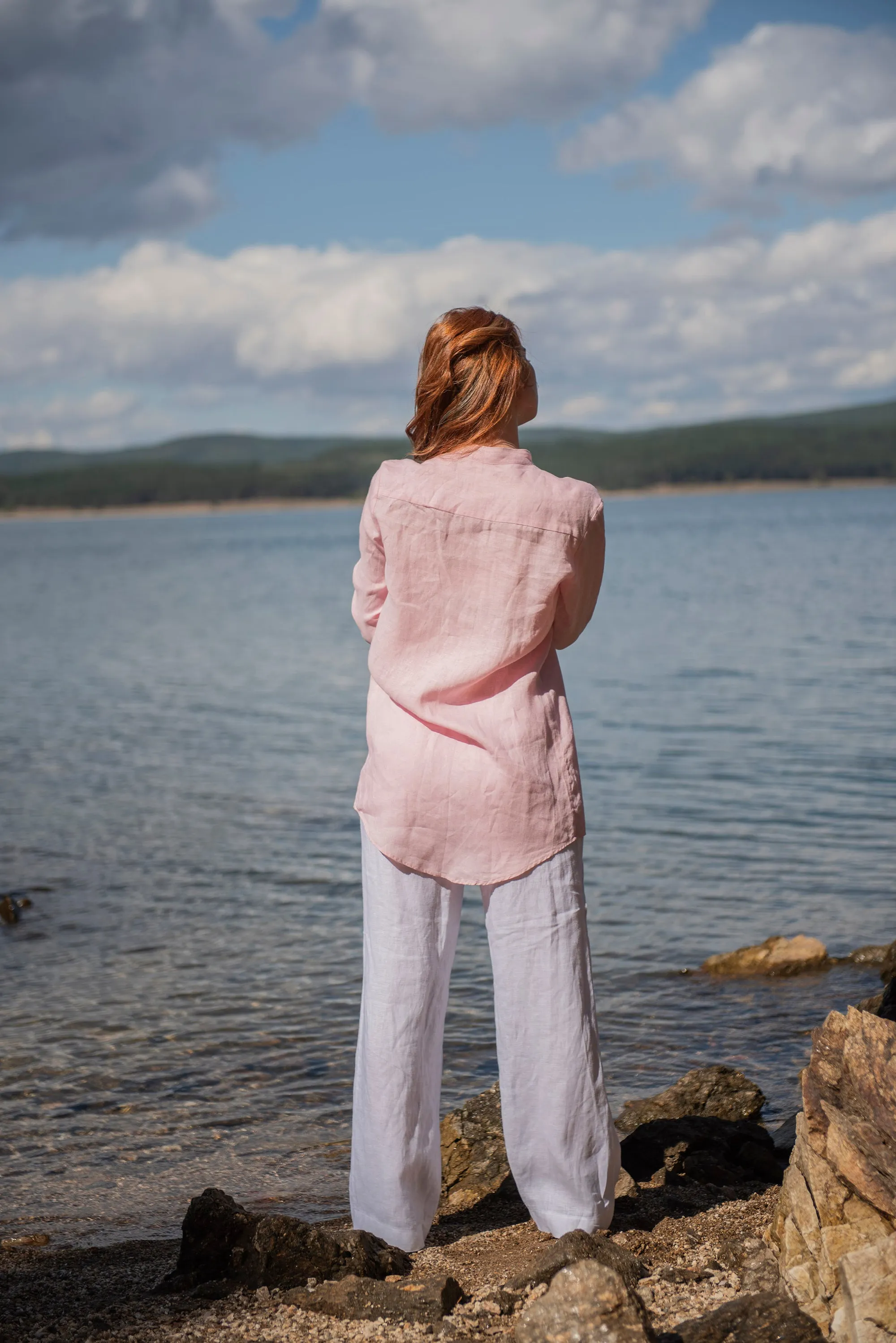 Loose Linen Shirt in Rose