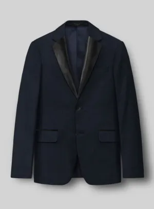 Napolean Navy Herringbone Wool Tuxedo Jacket