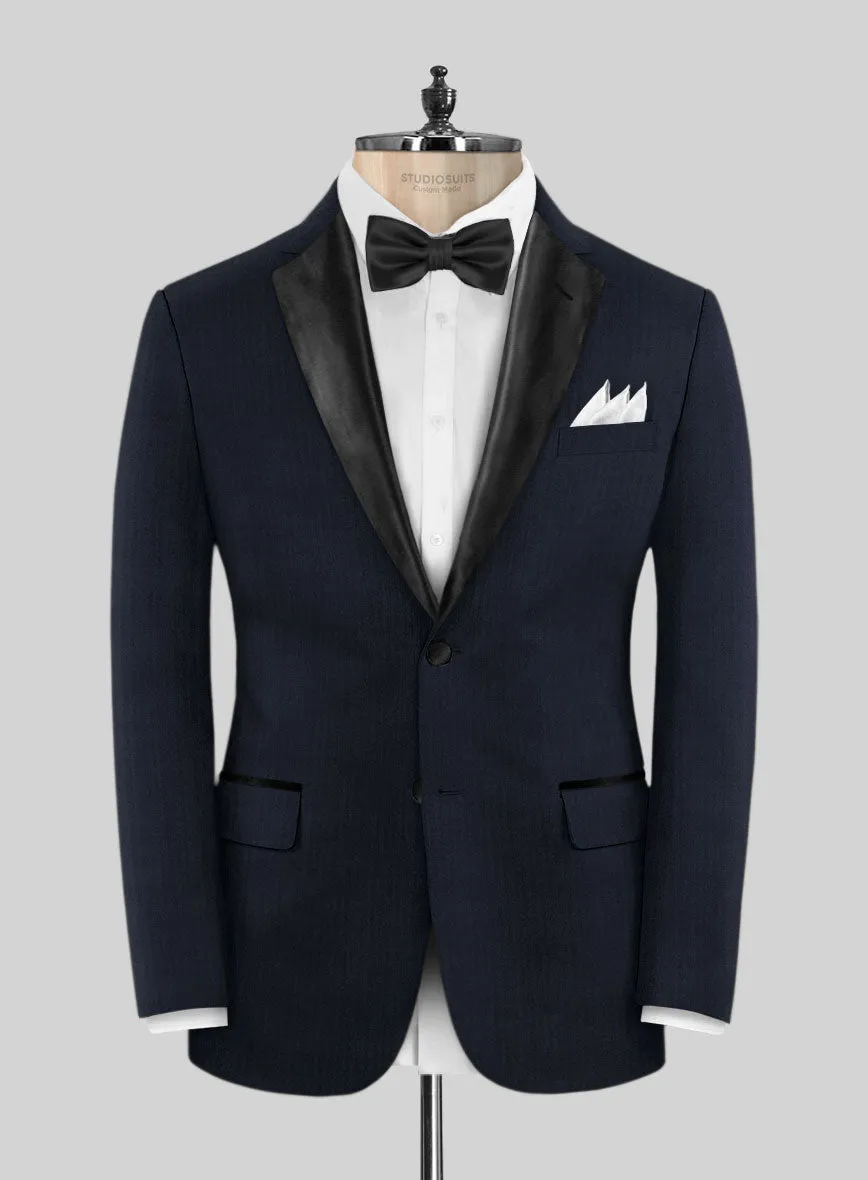 Napolean Navy Herringbone Wool Tuxedo Jacket