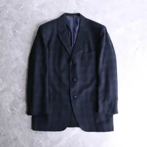 navy checked wool tailored jacket