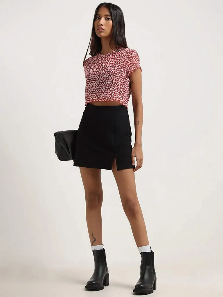 Nuon Red Printed Crop Top