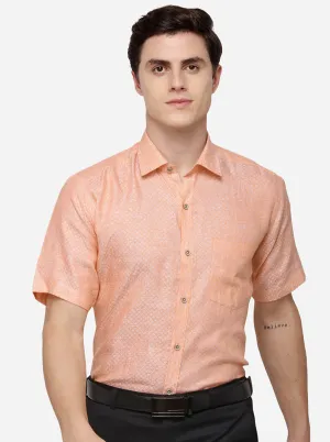 Orange & White Solid Regular Fit Formal Shirt | JadeBlue