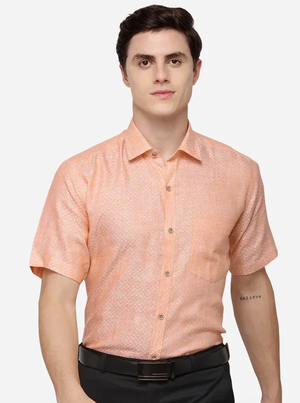 Orange & White Solid Regular Fit Formal Shirt | JadeBlue