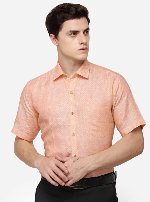 Orange & White Solid Regular Fit Formal Shirt | JadeBlue