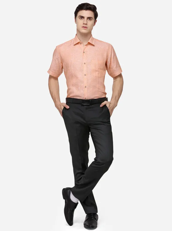 Orange & White Solid Regular Fit Formal Shirt | JadeBlue