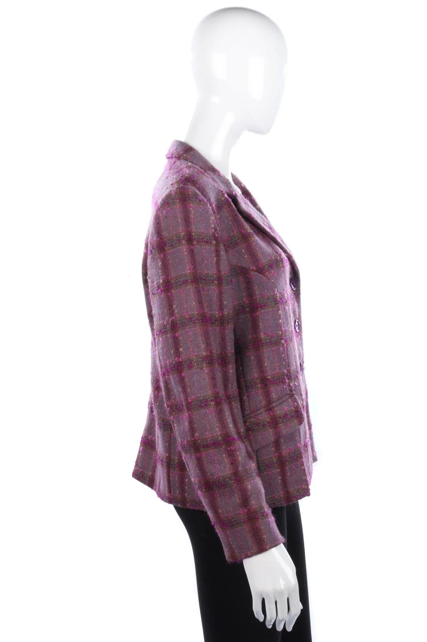 Overider Jacket Purple Check wool Mix UK Size 16