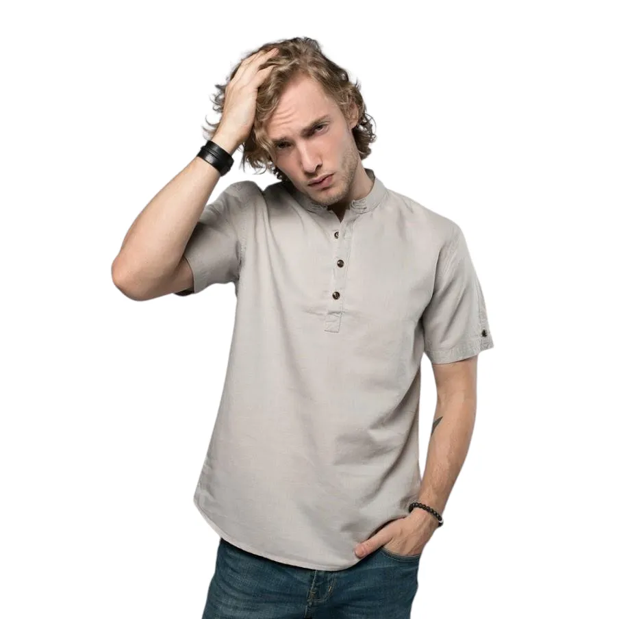 Pologize™ Mandarin Collar Linen Blend Shirt