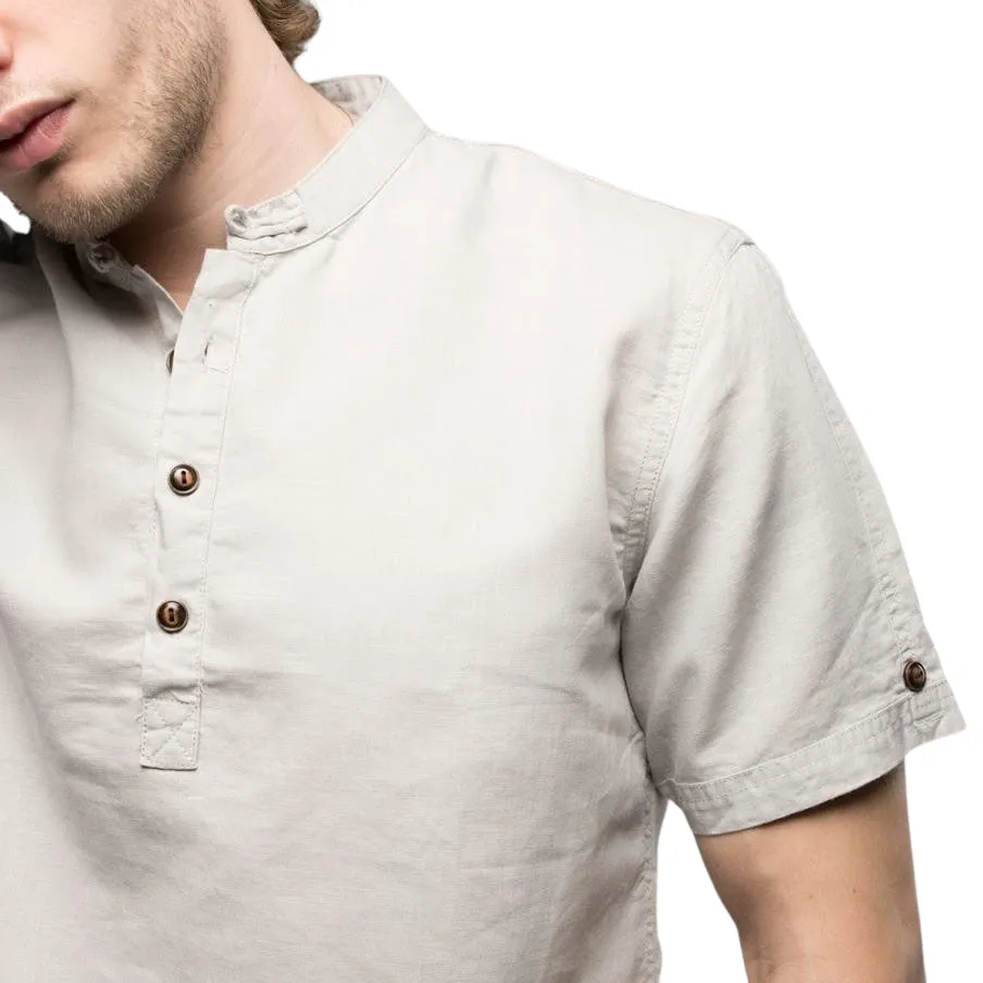 Pologize™ Mandarin Collar Linen Blend Shirt