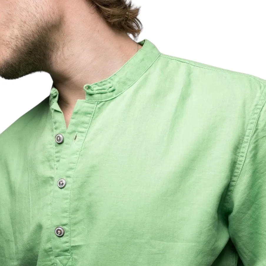 Pologize™ Mandarin Collar Linen Blend Shirt