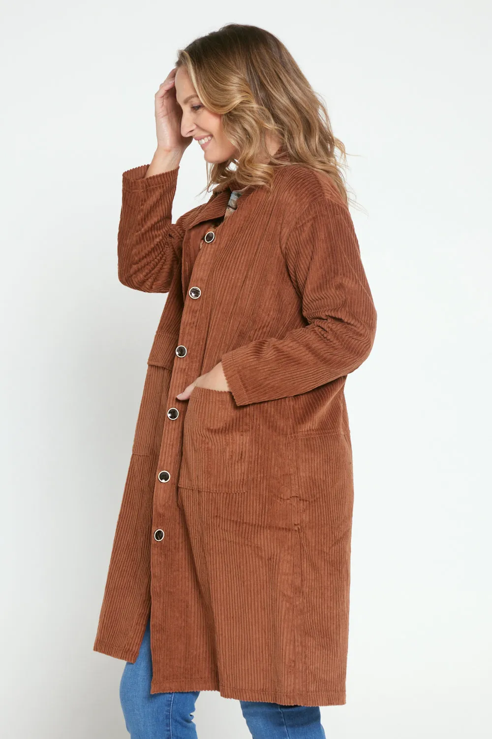 Rebecca Corduroy Shacket - Brown