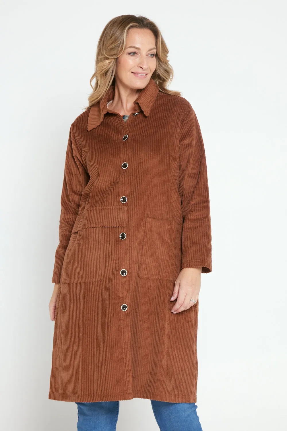 Rebecca Corduroy Shacket - Brown