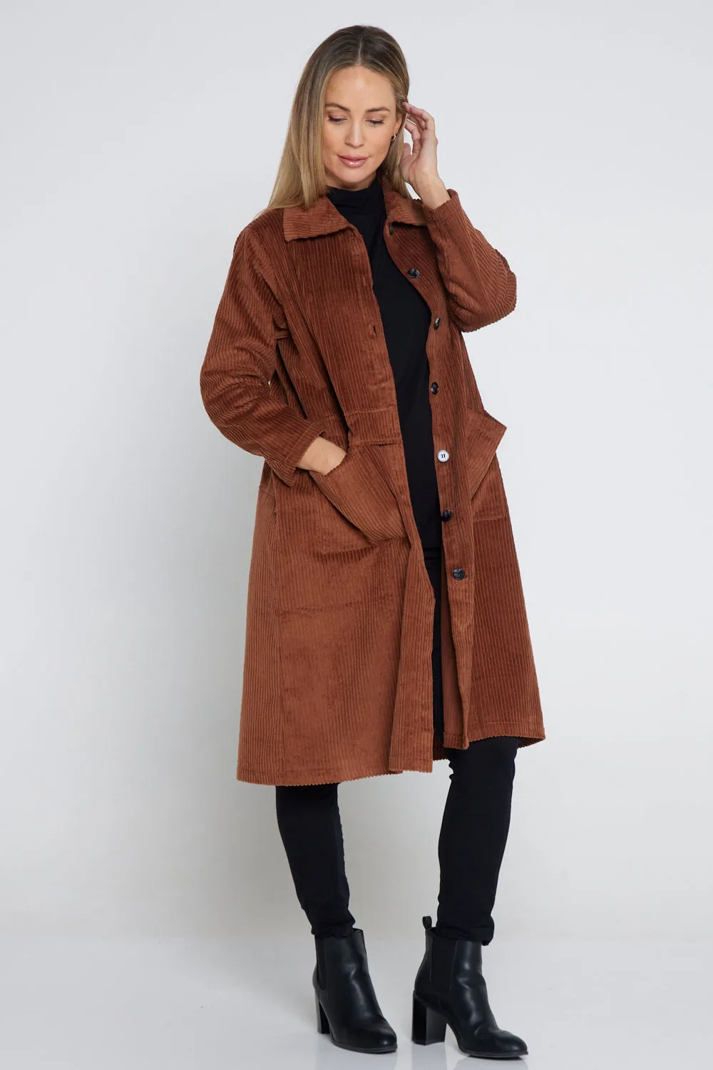 Rebecca Corduroy Shacket - Brown