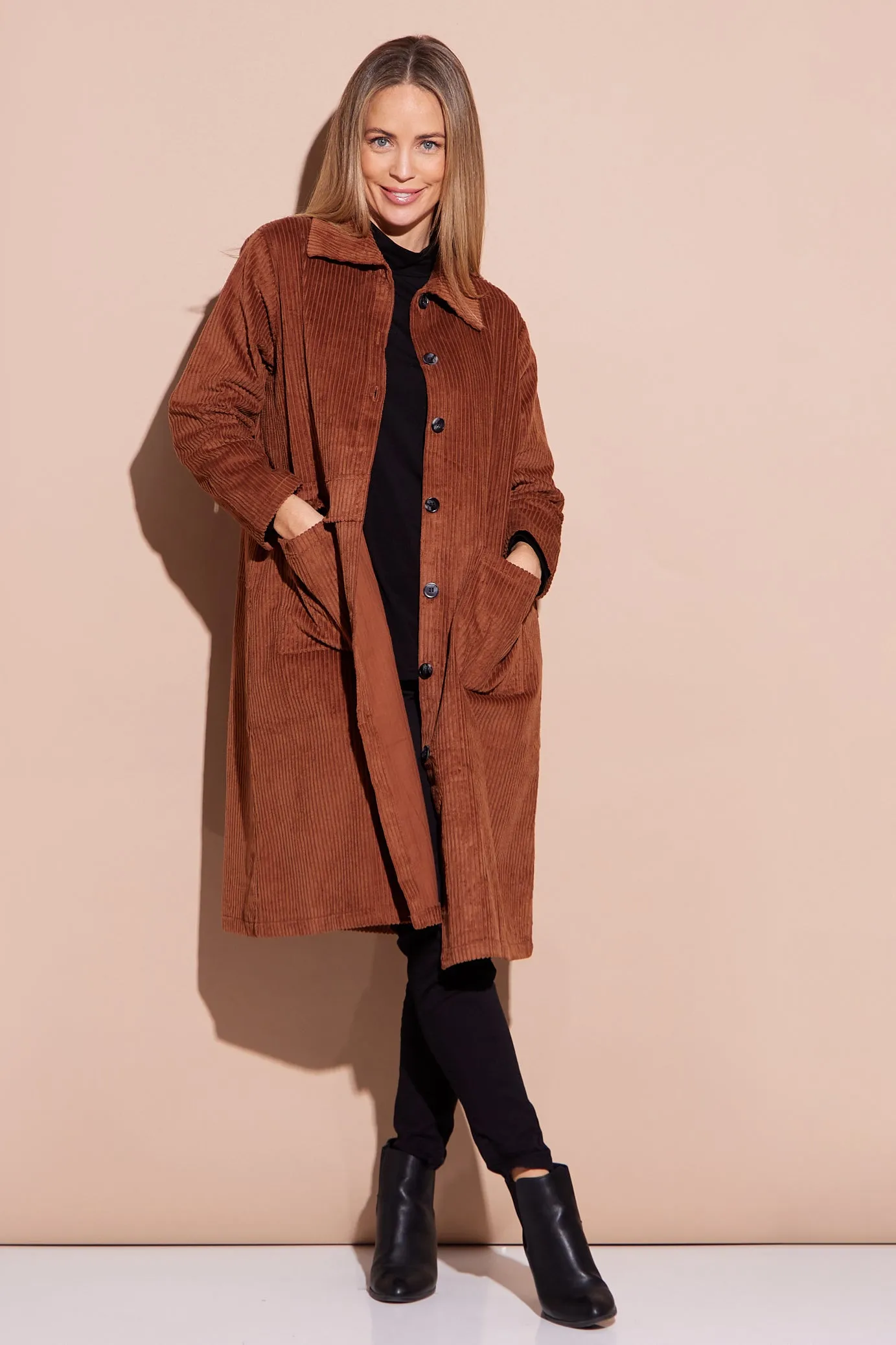 Rebecca Corduroy Shacket - Brown