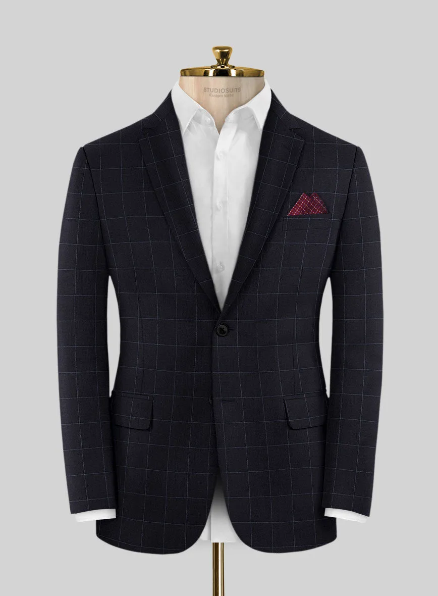 Reda Flexo Dark Blue Checks Wool Jacket