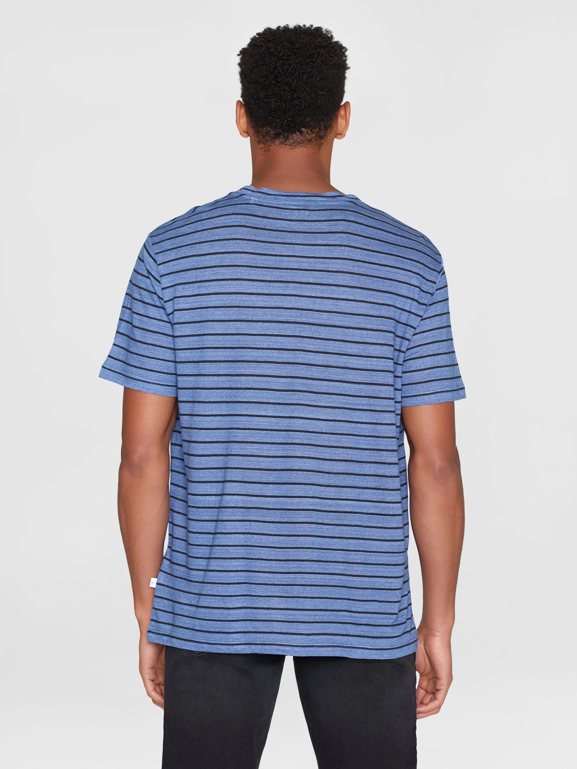 Regular linen striped t-shirt - GOTS/VEGAN - Blue stripe