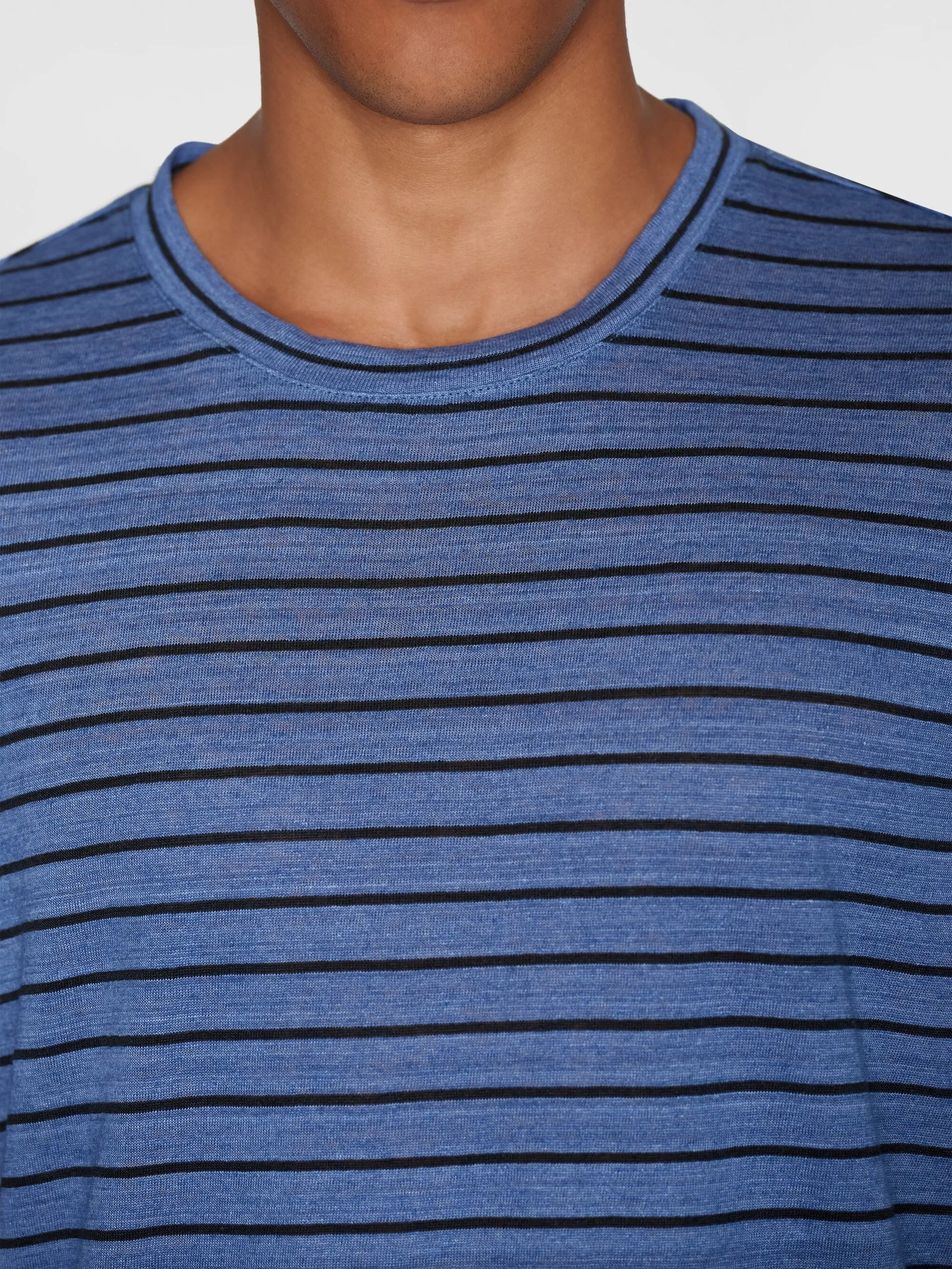 Regular linen striped t-shirt - GOTS/VEGAN - Blue stripe