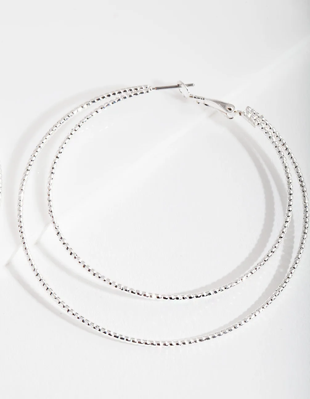 Silver Fine Double Hoop Earrings