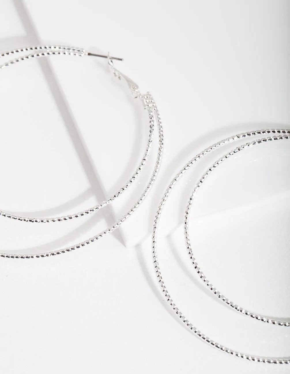 Silver Fine Double Hoop Earrings