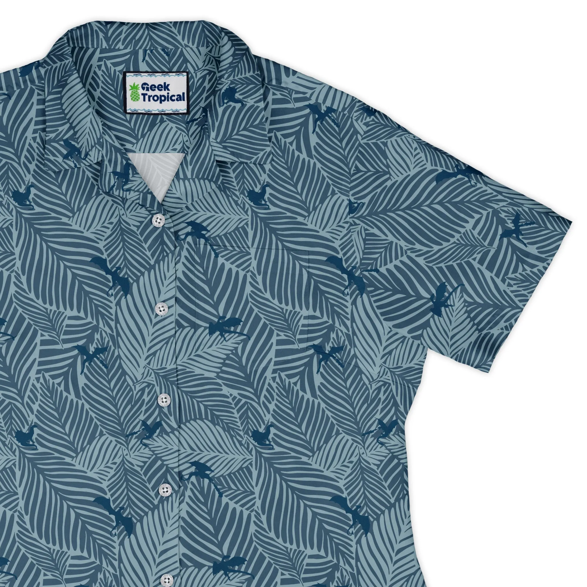 Tropical Dragons Curvy Button Up Shirt