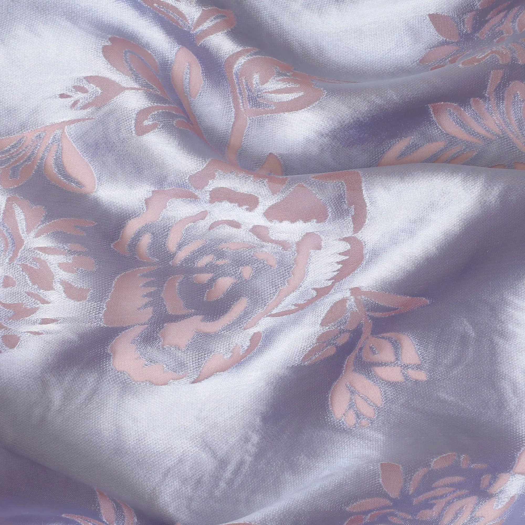 Violet blue premium pure burnout silk chiffon fabric in floral design-D13105