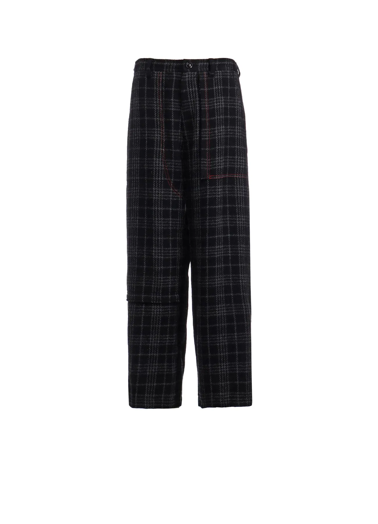 W/ CHECK RED STITCH LONG STRAIGHT PANTS