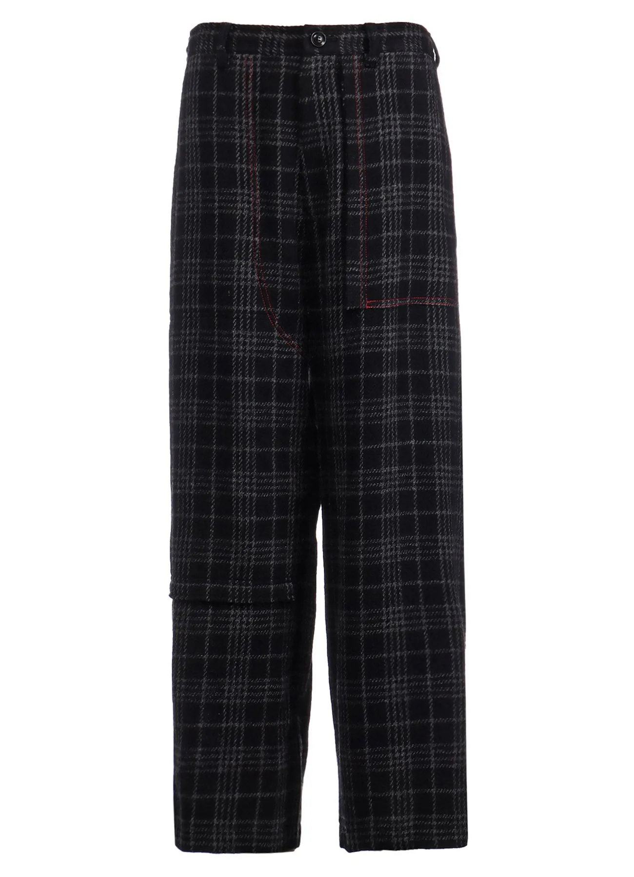 W/ CHECK RED STITCH LONG STRAIGHT PANTS