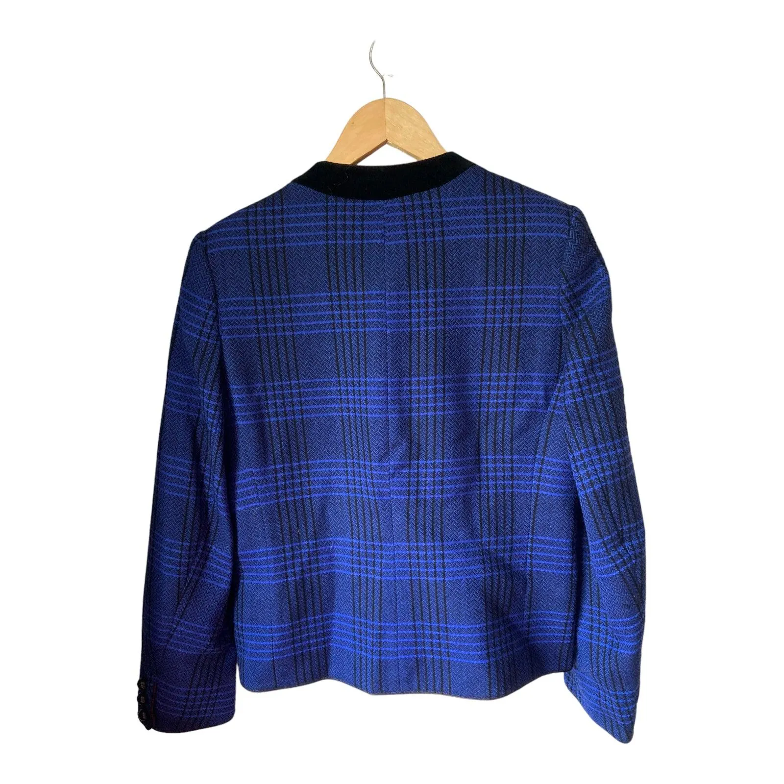 Windsmoor Wool Blue & Black Checked Long Sleeved Jacket UK Size 10