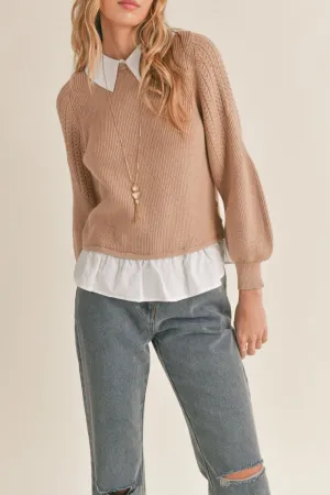 Women's Wednesday Layered Twofer Sweater Top | Tan