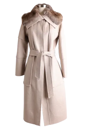 Wool Trench Coat W/ Chinchilla Trim